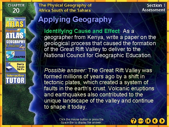 Applying Geography Identifying Cause and Effect As a geographer from Kenya, write a paper