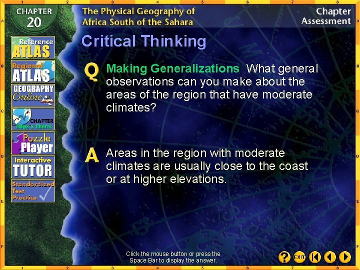 Critical Thinking Making Generalizations What general observations can you make about the areas of