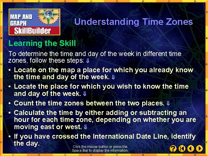 Understanding Time Zones Learning the Skill To determine the time and day of the