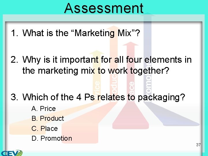 Assessment 1. What is the “Marketing Mix”? 2. Why is it important for all