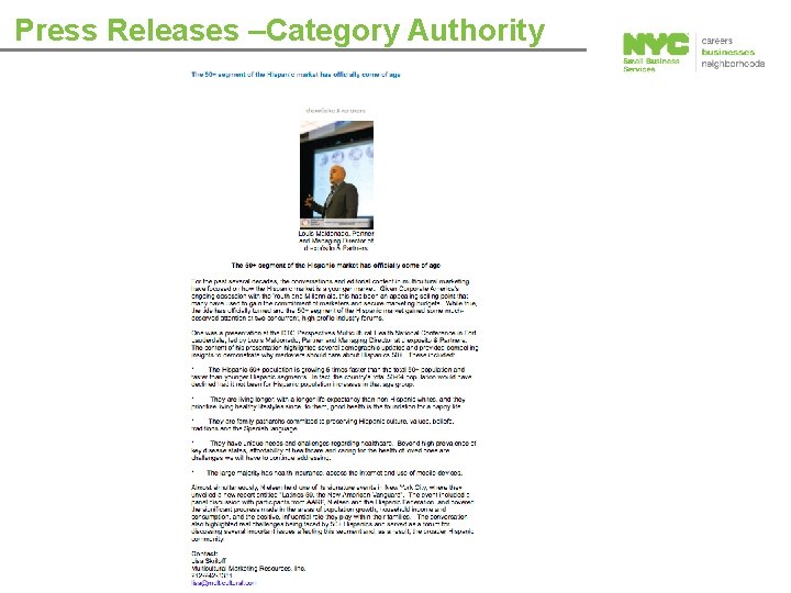 Press Releases –Category Authority 