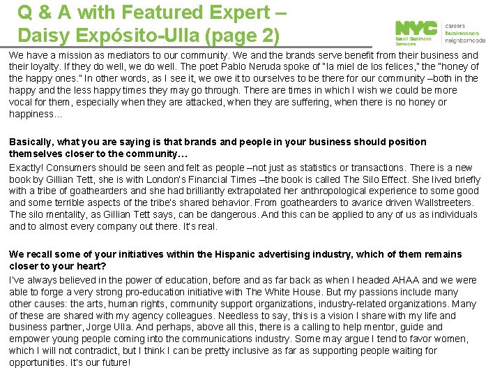 Q & A with Featured Expert – Daisy Expósito-Ulla (page 2) We have a