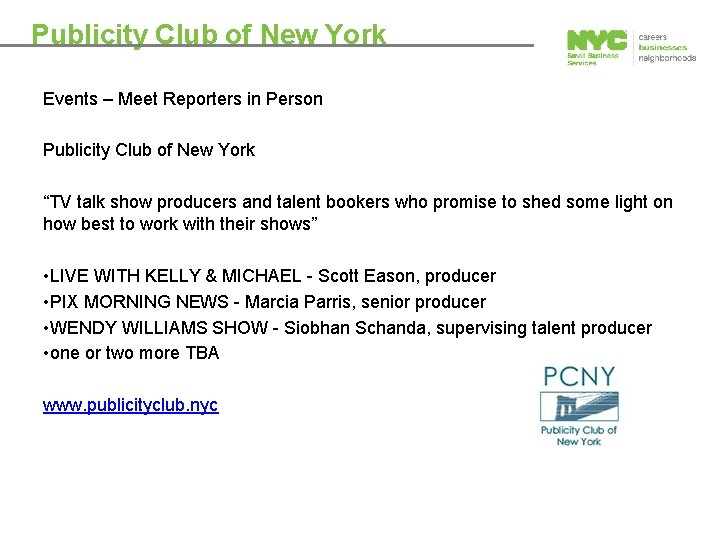 Publicity Club of New York Events – Meet Reporters in Person Publicity Club of