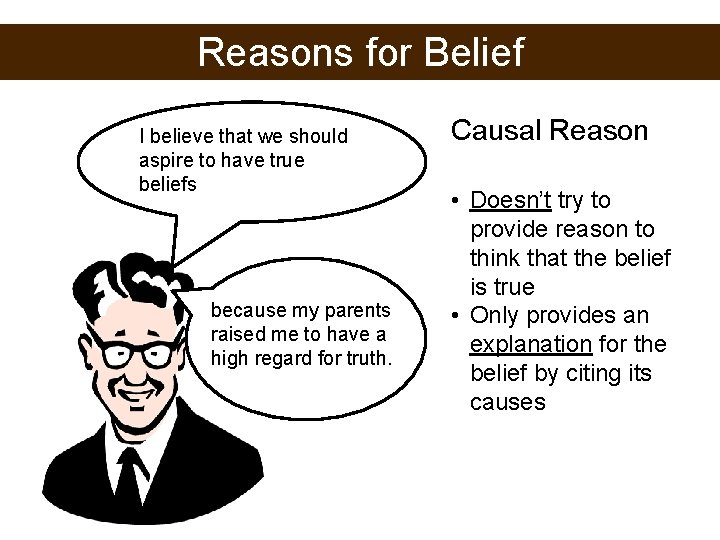 Reasons for Belief I believe that we should aspire to have true beliefs because