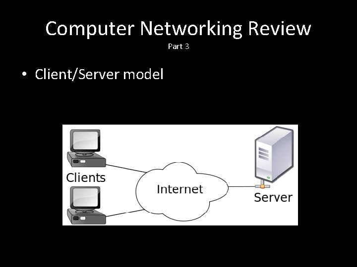 Computer Networking Review Part 3 • Client/Server model 