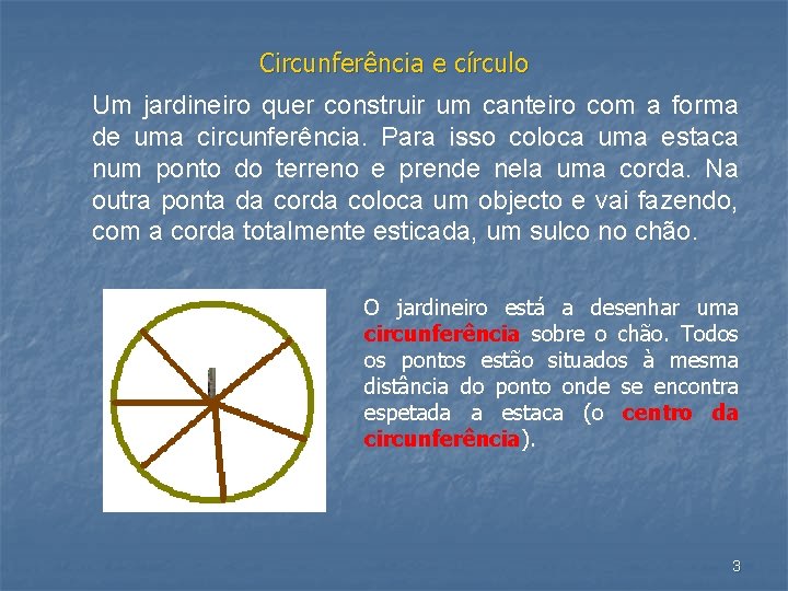 Circunferência e círculo Um jardineiro quer construir um canteiro com a forma de uma