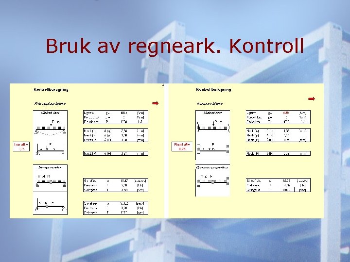 Bruk av regneark. Kontroll 