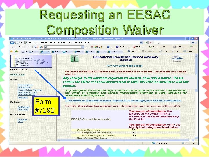 Requesting an EESAC Composition Waiver Any changes to the minimum requirements must be done