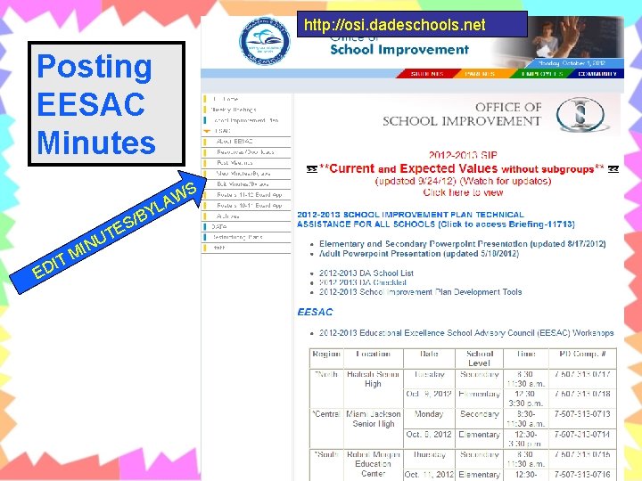 http: //osi. dadeschools. net Posting EESAC Minutes L E Y S/B E M T