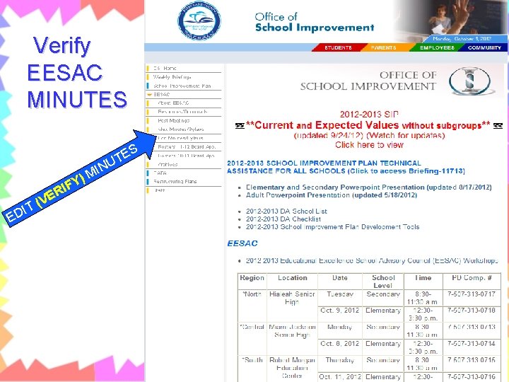 http: //osi. dadeschools. net Verify EESAC MINUTES S IN E UT M Y) ED