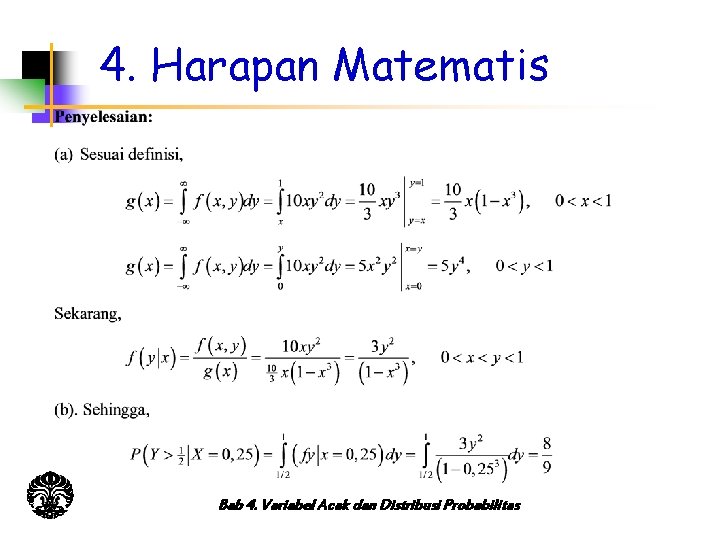 4. Harapan Matematis Bab 4. Variabel Acak dan Distribusi Probabilitas 
