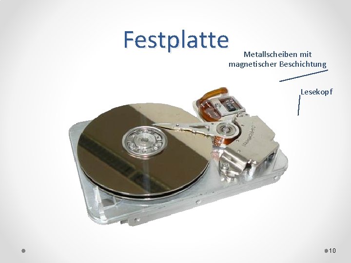 Festplatte Metallscheiben mit magnetischer Beschichtung Lesekopf 10 