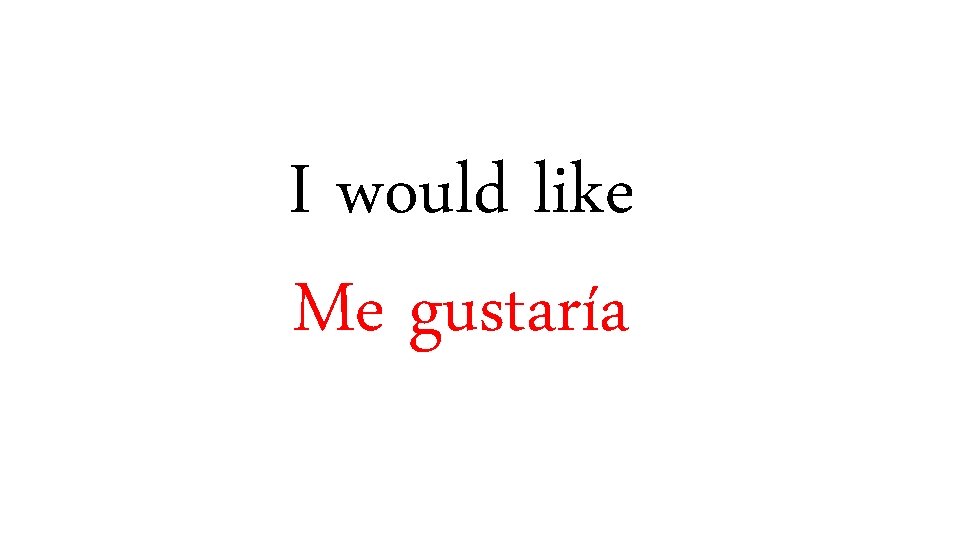 I would like Me gustaría 