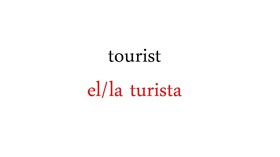 tourist el/la turista 