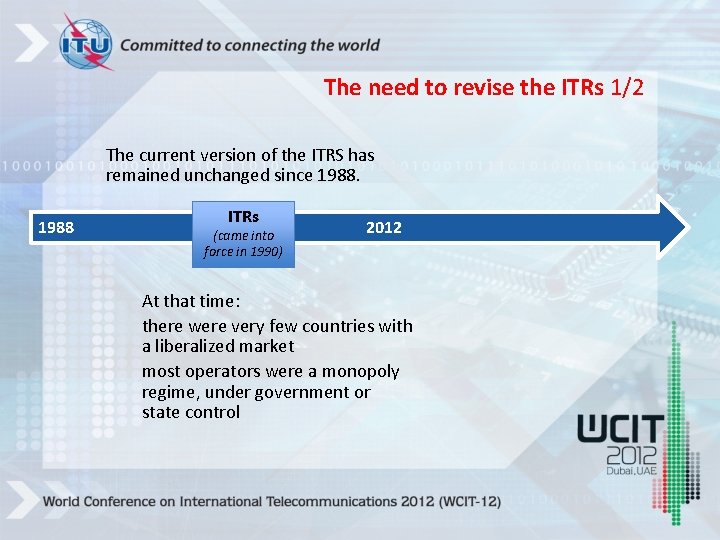 The need to revise the ITRs 1/2 The current version of the ITRS has