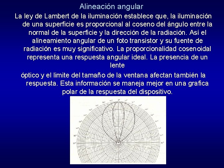 Alineación angular La ley de Lambert de la iluminación establece que, la iluminación de