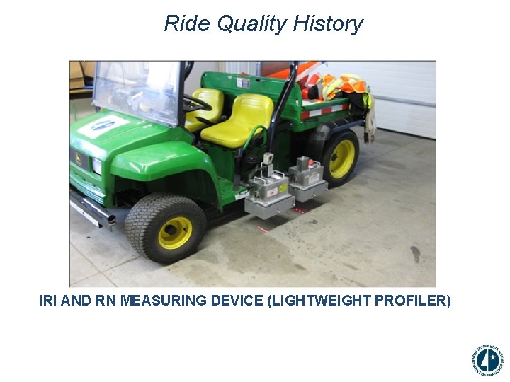 Ride Quality History IRI AND RN MEASURING DEVICE (LIGHTWEIGHT PROFILER) 