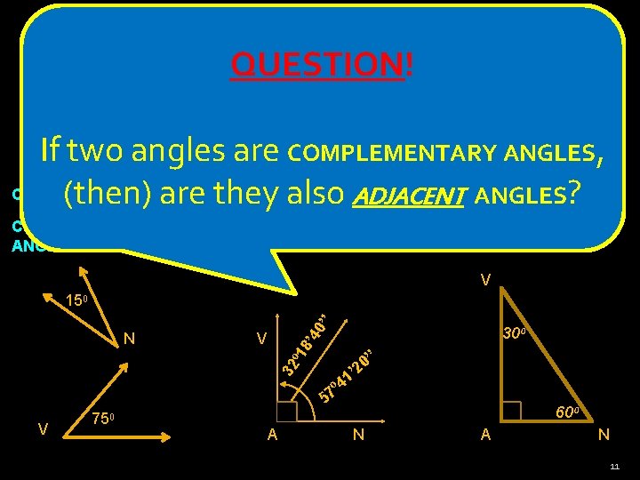 Chapter 2, Section 2: “Complementary and Supplementary Angles” QUESTION! After studying this SECTION, you