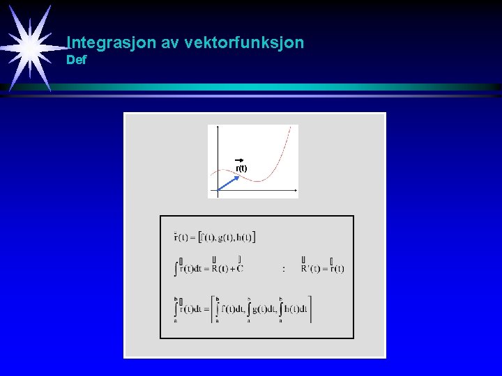 Integrasjon av vektorfunksjon Def r(t) 