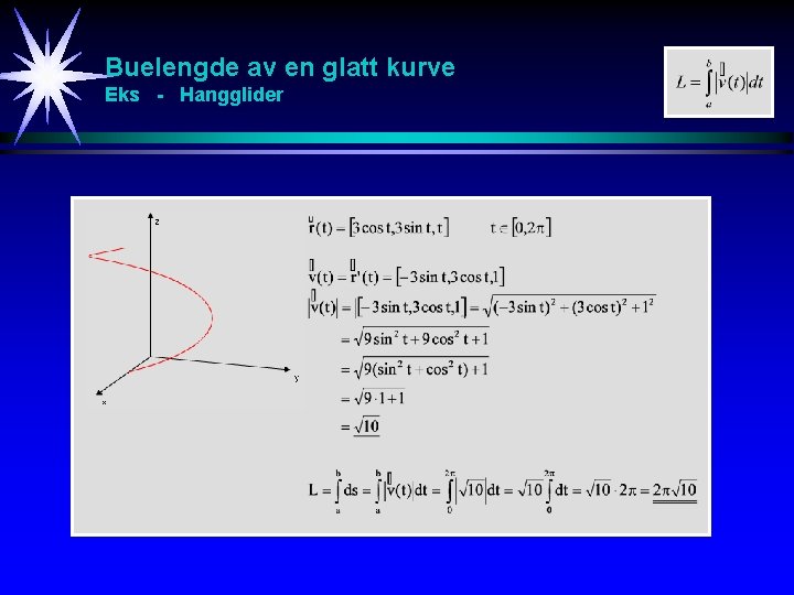 Buelengde av en glatt kurve Eks - Hangglider 