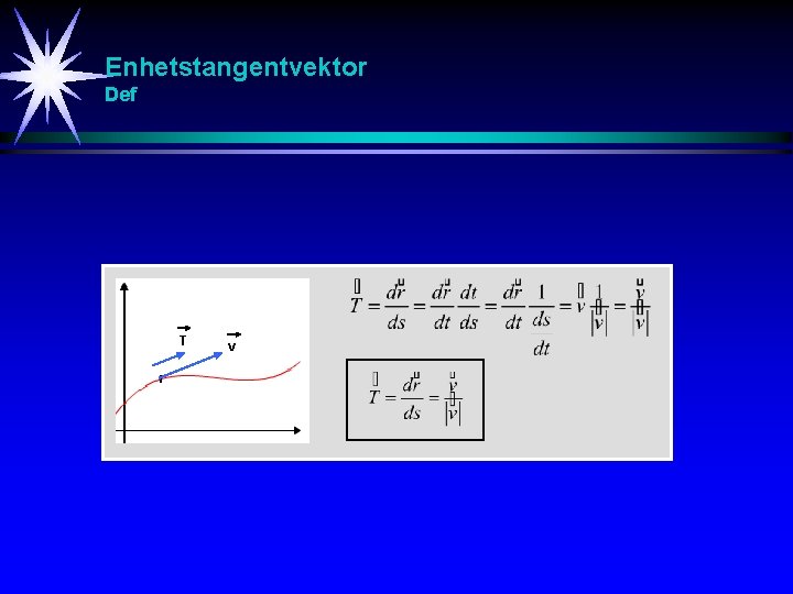 Enhetstangentvektor Def T v 