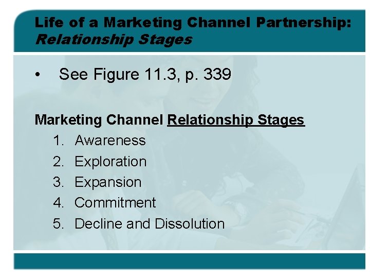 Life of a Marketing Channel Partnership: Relationship Stages • See Figure 11. 3, p.