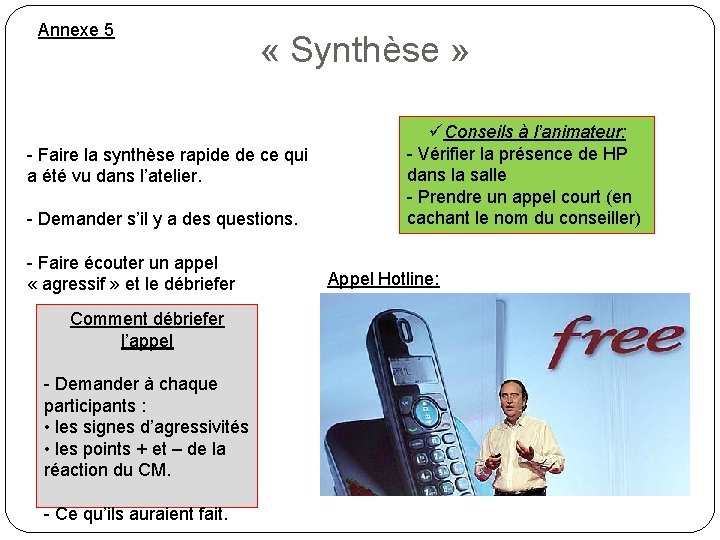 Annexe 5 « Synthèse » - Faire la synthèse rapide de ce qui a