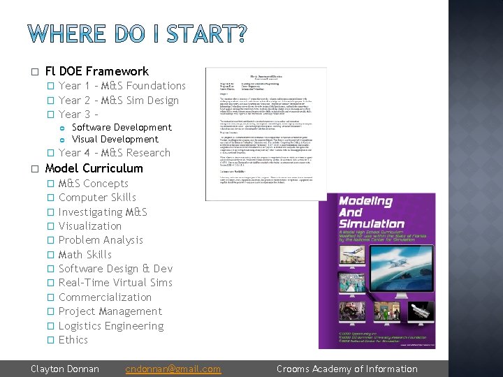 � Fl DOE Framework Year 1 - M&S Foundations � Year 2 – M&S