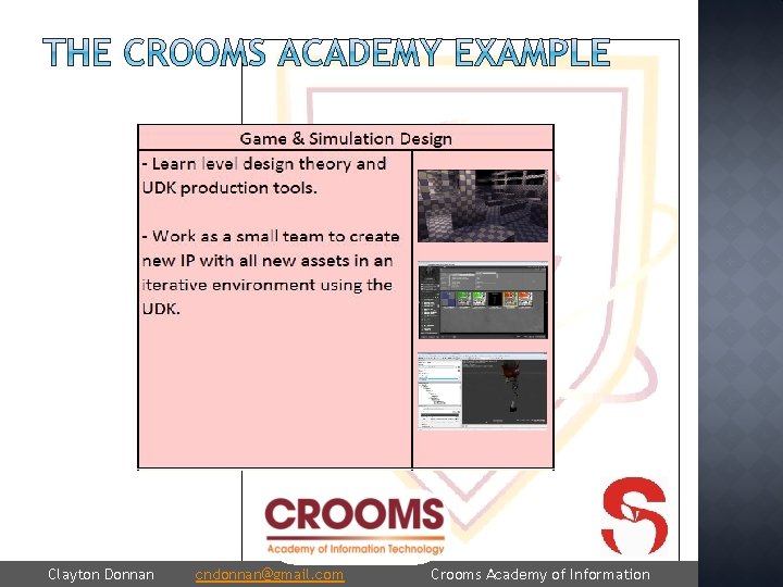 Clayton Donnan cndonnan@gmail. com Crooms Academy of Information 