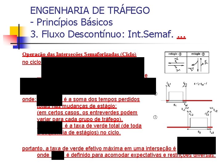 ENGENHARIA DE TRÁFEGO - Princípios Básicos 3. Fluxo Descontínuo: Int. Semaf. . Operação das