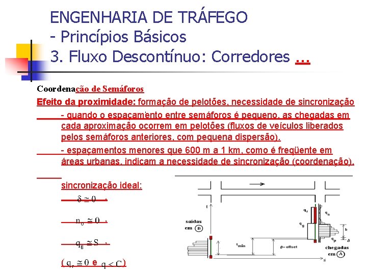 ENGENHARIA DE TRÁFEGO - Princípios Básicos 3. Fluxo Descontínuo: Corredores. . . Coordenação de