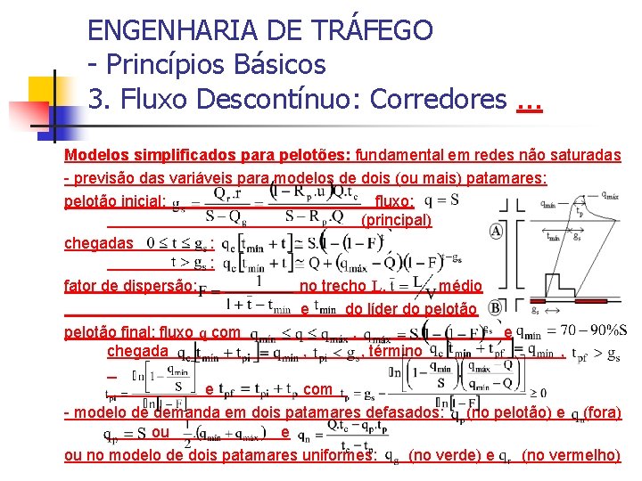 ENGENHARIA DE TRÁFEGO - Princípios Básicos 3. Fluxo Descontínuo: Corredores. . . Modelos simplificados