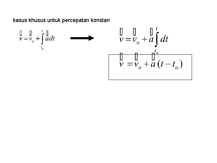 kasus khusus untuk percepatan konstan 