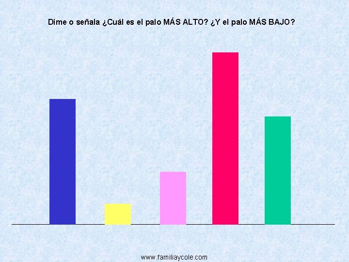 Dime o señala ¿Cuál es el palo MÁS ALTO? ¿Y el palo MÁS BAJO?