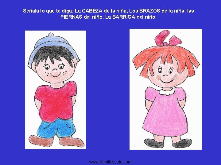 Señala lo que te diga: La CABEZA de la niña; Los BRAZOS de la