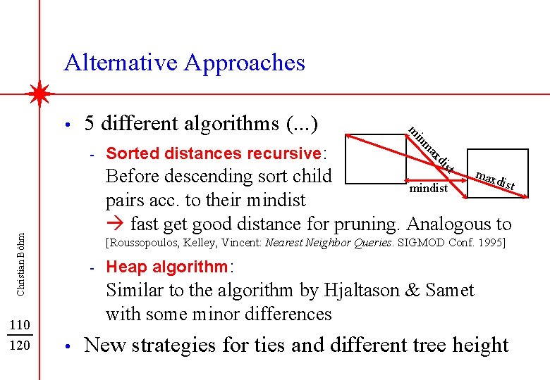 Alternative Approaches 5 different algorithms (. . . ) m di ax Sorted distances