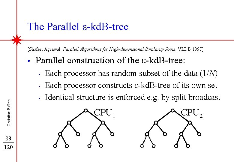 The Parallel e-kd. B-tree [Shafer, Agrawal: Parallel Algorithms for High-dimensional Similarity Joins, VLDB 1997]