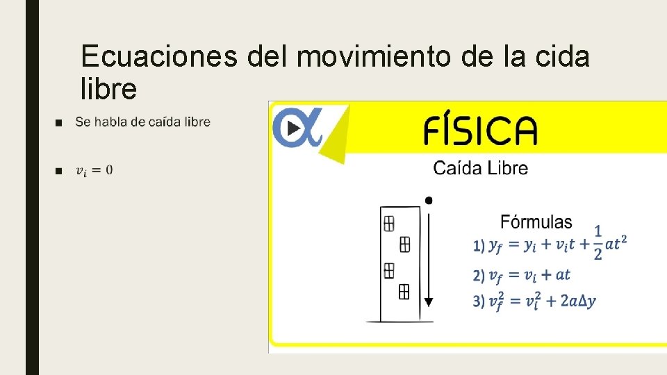 Ecuaciones del movimiento de la cida libre 