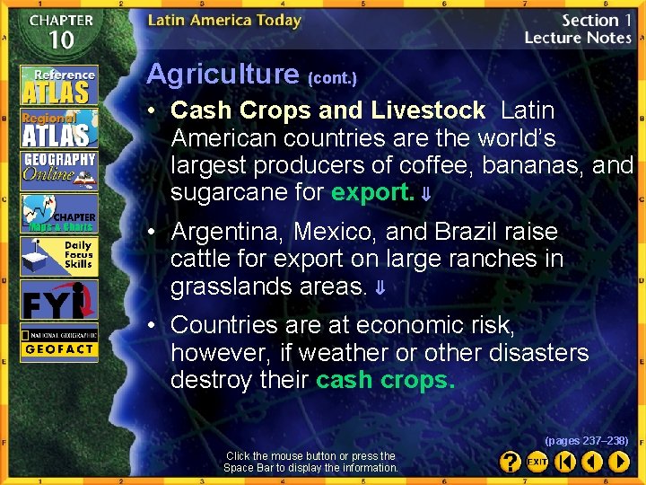 Agriculture (cont. ) • Cash Crops and Livestock Latin American countries are the world’s