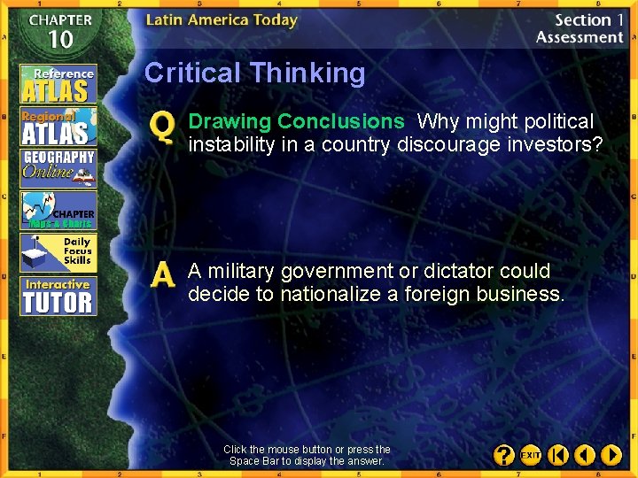 Critical Thinking Drawing Conclusions Why might political instability in a country discourage investors? A