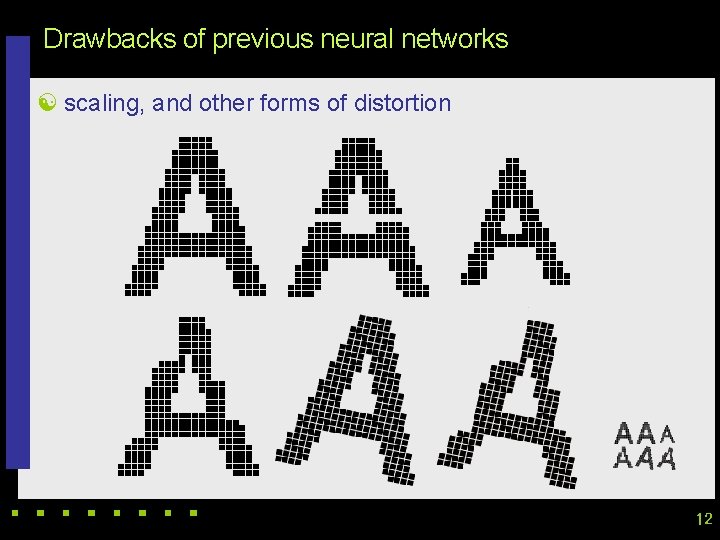 Drawbacks of previous neural networks [ scaling, and other forms of distortion 12 