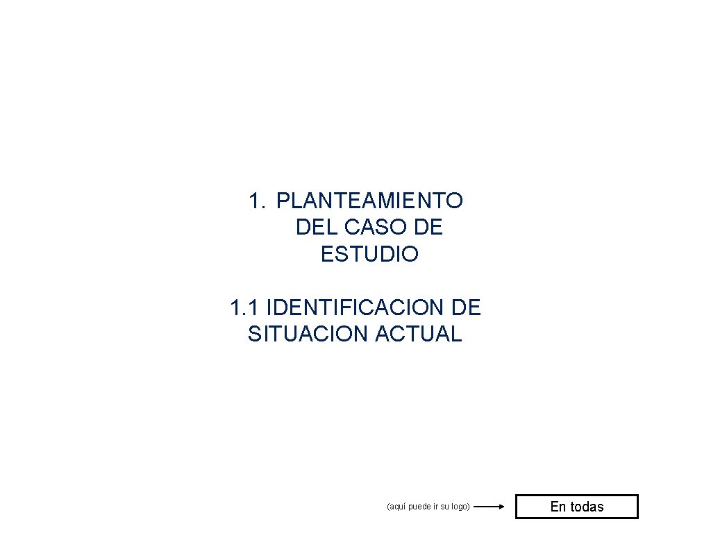 1. PLANTEAMIENTO DEL CASO DE ESTUDIO 1. 1 IDENTIFICACION DE SITUACION ACTUAL (aquí puede