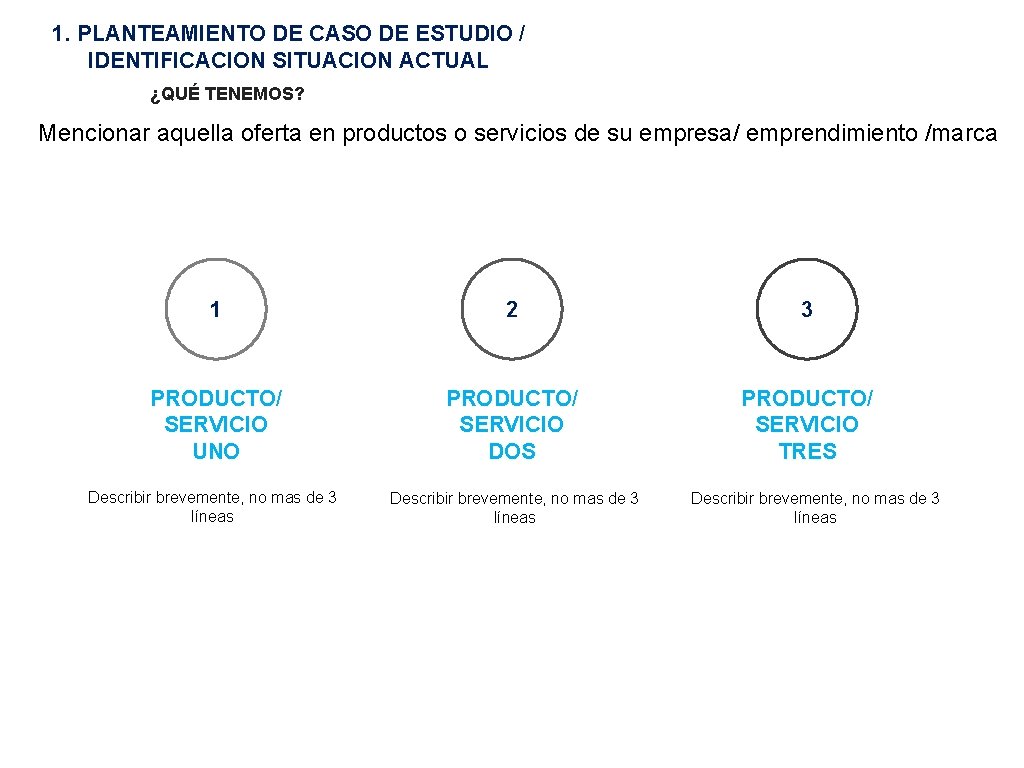 1. PLANTEAMIENTO DE CASO DE ESTUDIO / IDENTIFICACION SITUACION ACTUAL ¿QUÉ TENEMOS? Mencionar aquella