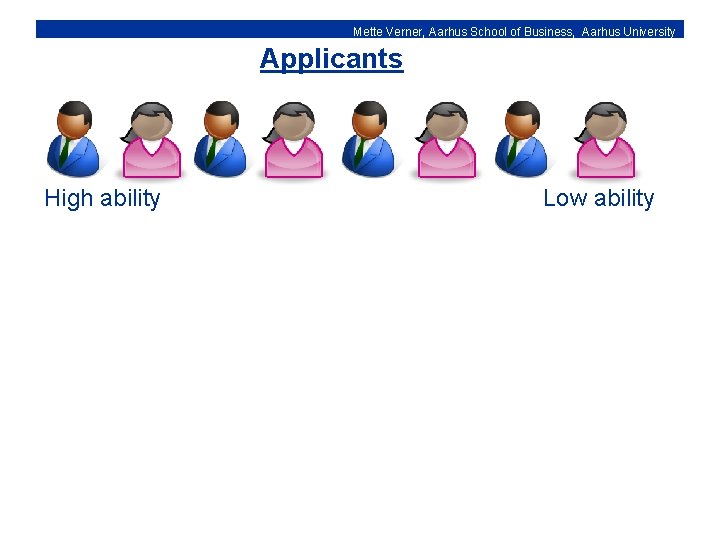 Mette Verner, Aarhus School of Business, Aarhus University Applicants High ability Low ability 