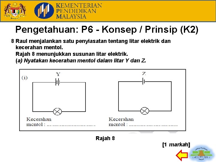 Pengetahuan: P 6 - Konsep / Prinsip (K 2) 8 Raul menjalankan satu penyiasatan