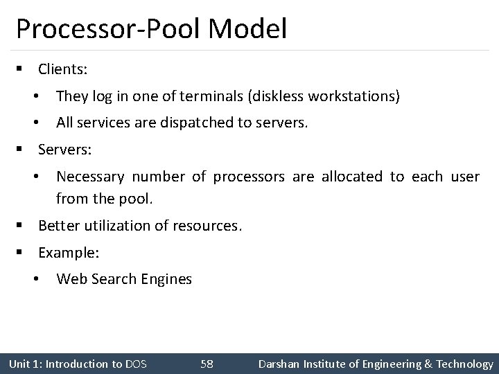 Processor-Pool Model § Clients: • They log in one of terminals (diskless workstations) • Processor-Pool Model § Clients: • They log in one of terminals (diskless workstations) •