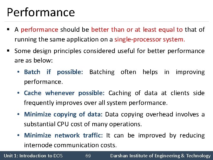 Performance § A performance should be better than or at least equal to that