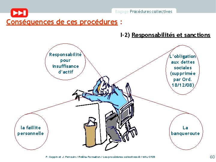 Bagage Procédures collectives Conséquences de ces procédures : I-2) Responsabilités et sanctions Responsabilité pour