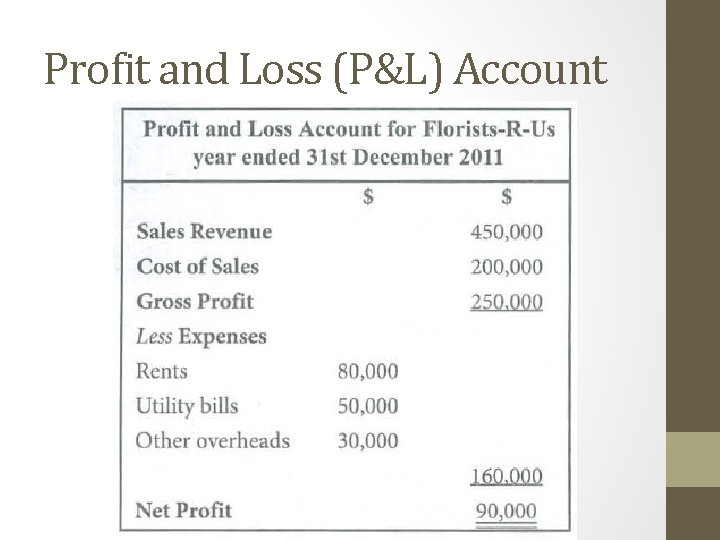 Profit and Loss (P&L) Account 
