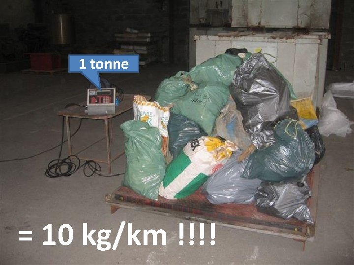 1 tonne = 10 kg/km !!!! 